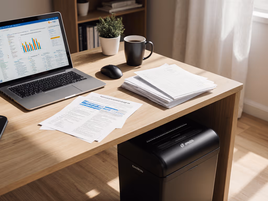 home_office_setup_showing_compact_shredder_under_desk_with_crypto_documents
